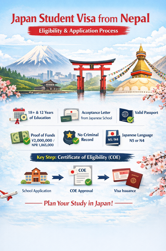 Japan Student Visa from Nepal: Eligibility, COE & Application Process